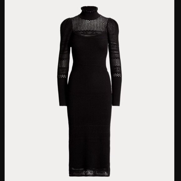 Ralph Lauren Purple Label Lace Cashmere-Silk Blend Puff-Sleeve Cocktail - Picture 6 of 15